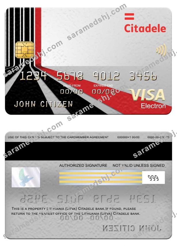 Lithuania (Litva) Citadele bank visa electron card